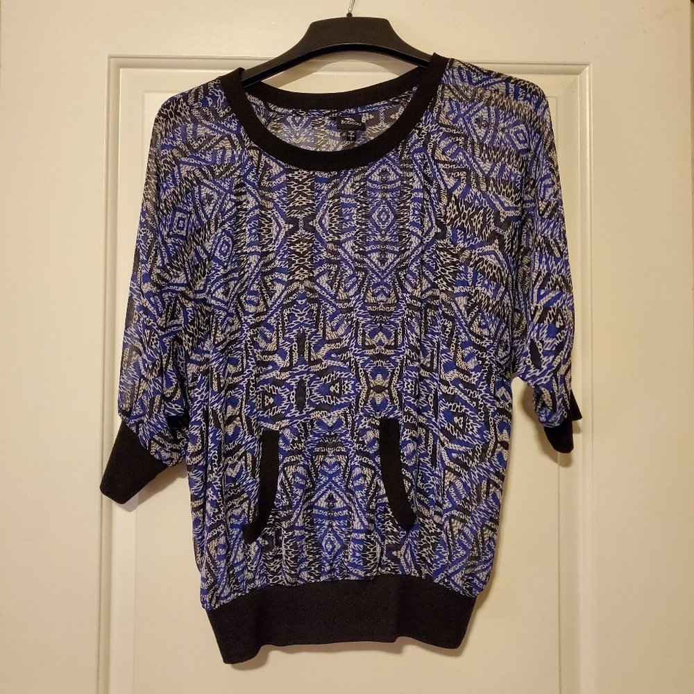 Blue and Black Long sleeve blouse